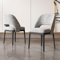 Chaise de salle à manger BST de style italien luxueux, minimaliste, en bois massif gris avec tissu de luxe léger, design moderne, mobilier pour la maison