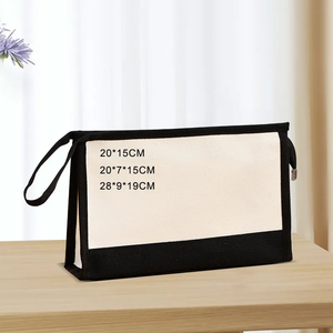 Sac fourre-tout de week-end pour femme, taille moyenne, en toile noire, avec fermeture éclair, bandoulière et poignées en sangle, personnalisable avec logo, tendance - Product Image 5