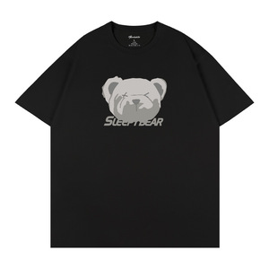 T-shirt imprimé Sleep Bear à manches courtes, coupe ample, en coton, haut décontracté d'été pour hommes - Product Image 1