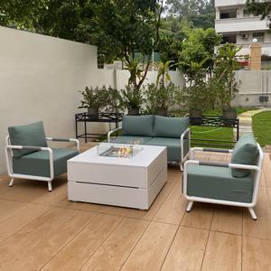 36 इंच वर्ग फायर पिट टेबल और सोफे के साथ एल्यूमीनियम आउटडोर फर्नीचर - Product Image 3