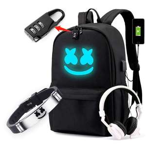 <span class=keywords><strong>Sac</strong></span> à <span class=keywords><strong>dos</strong></span> lumineux avec port de charge USB, verrou de sécurité et bracelet DJ, <span class=keywords><strong>sac</strong></span> à <span class=keywords><strong>dos</strong></span> de voyage unisexe tendance pour ordinateur portable et musique DJ - Product Image 1