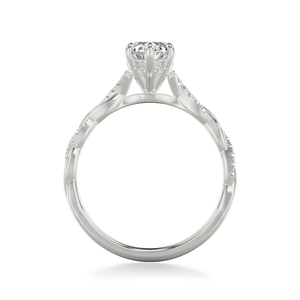 Anillo de compromiso de oro de 14 quilates con diamante marquesa cultivado en laboratorio, certificado IGI, joyería para mujer, con tallo en espiral infinito y diamantes pavé laterales. - Product Image 4