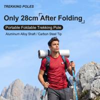 Tongkat Trekking Lipat 3-Bagian Ujung Logam Ringan Gagang T Lurus Dapat Disesuaikan 95-110cm Modern Cepat untuk Berkemah dan Bepergian