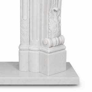 Chimenea Tradicional de Mármol con Tallado Ornamental, de Piedra Blanca, para Interiores, con Leña, para Comedor - Product Image 6