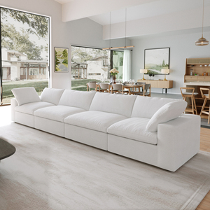 ATUNUS Divano Componibile <span class=keywords><strong>Moderno</strong></span> a Forma di U per <span class=keywords><strong>Soggiorno</strong></span>, Lavabile, 4 Posti, <span class=keywords><strong>Bianco</strong></span>, Stile Nuvola, Set Divani Modulari per Famiglia - Product Image 3