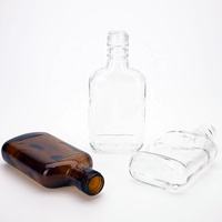 Bouteille en verre ovale plate exquise et portable VISTA 188ml/200ml transparente avec bouchon à vis pour Tequila