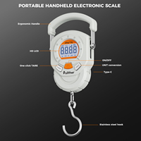 Balance de pêche numérique portable Pullther SL1 HD LCD 60 kg 132 lb en ABS avec chargement USB Type C pour bagages, chasse et voyage