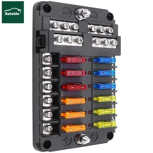 12 Way 12V Blade Fuse Block,12 Circuit ATC/ATO Fuse Box Holder with LED Indicator Waterpoof Cover