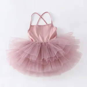 Kleinkinder Mädchen Ballett-Schiene trikots Band Tutu-Kleid Party Kostüme für Tanz 18 Monate bis 7 Jahre Sling ärmelloses Puffkleid
