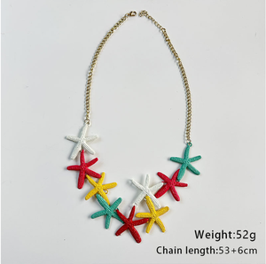 ضوء شجاع جديد متعدد الألوان معدن كبير نجم السمك مجموعة كبيرة للنساء قلادة نجمة الصيف القرط - Product Image 6