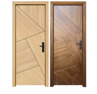 Conception de dalle affleurante en placage de peau de noyer noir imperméable minimaliste moderne Porte intérieure en bois massif Options personnalisables pour l'hôtel