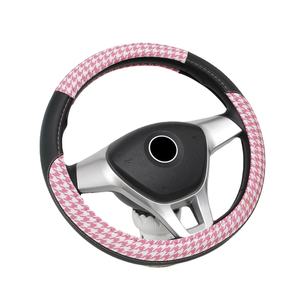 Funda para Volante con Diseño de Pata de Gallo Rosa, Universal, Transpirable, de Cuero PU, Protector de Volante, Venta al Por Mayor de Fábrica, OEM/ODM - Product Image 2