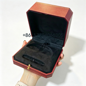 Luxury Style Red Ring Jewelry <b>Box</b> Hot Stamped Gold Decor <b>Velvet</b> Interior Wedding Engagement Ring <b>Storage</b> Gift Jewelry <b>Box</b> - Product Image 5