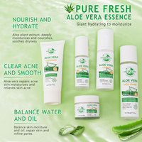 Kit de Soins Naturels Végétaliens pour la Peau : Gel d'Aloe Vera, Acide Hyaluronique, Soin Visage Éclaircissant, Hydratant et Contrôle du Sébum – Ensemble Complet Aloe Vera