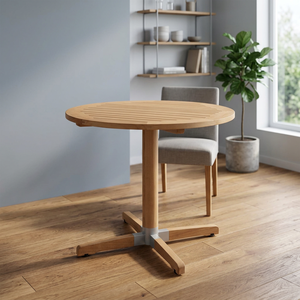 Table à manger en teck massif 2 places, base en X, imperméable, écologique, durable, design moderne minimaliste, utilisation intérieure/extérieure - Product Image 2