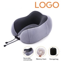 Oreiller de Voyage en Mousse à Mémoire de Forme en U, Coussin de Soutien Cervical Portable pour Voiture et Avion, avec Logo, Gris