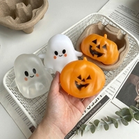 Nouveaux jouets anti-stress en vaseline, fantômes transparents en huile de coco, jouets moelleux d'Halloween en forme de citrouille