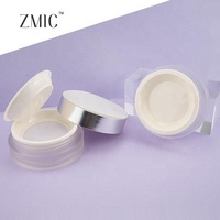 Boîte à poudre vide argentée, boîte à poudre libre ronde givrée avec tamis élastique, emballage cosmétique personnalisable avec étiquette