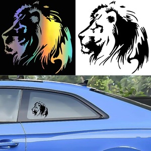Calcomanía Personalizada para Automóvil con Perfil de León Majestuoso, Vinilo Impermeable con Color Arcoíris y Protección de Pintura - Product Image 4