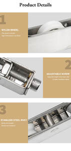 120mm poulies rainurées à 4 roues coulissantes assembler poulie métallique rouleau de porte inférieur en verre coulissant - Product Image 5