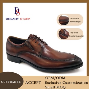Handmade Woven <b>Edge</b> High Quality Vintage Men's Luxury Genuine Leather Lace-up Oxford Formal Wedding Shoes Custom Logo - Product Image 5