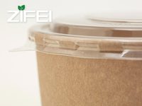 Saladier en papier kraftpaper jetable enduit de PLA de restaurant avec le couvercle de papier pour le récipient de nourriture chaude
