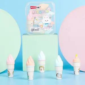 Cute Highlighter Stationery Light Colors Mini Ice Cream Shape Highlighter Marker