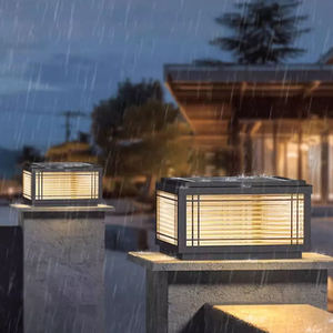 عمود خارجي مربع من الألومنيوم عمود ليد مع هيكل زجاجي لسطح الحديقة والفناء سطح السفينة مقاوم للإنارة للفناء - Product Image 3