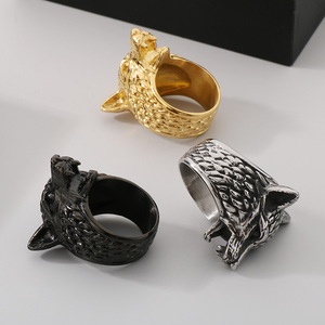 Hot Selling Herren Edelstahl Viking <span class=keywords><strong>Wolf</strong></span> Head Tierring - Product Image 5
