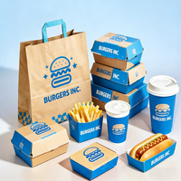 Boîtes d'emballage en papier pour hamburgers à emporter, logo personnalisé, poulet à emporter, contenants jetables de qualité alimentaire pour la restauration rapide