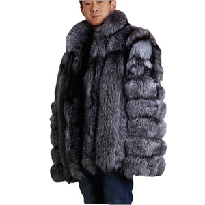 ALICEFUR <span class=keywords><strong>uomo</strong></span> di Alta qualità del cappotto del rivestimento di medio <span class=keywords><strong>lungo</strong></span> naturale volpe d'argento cappotto di pelliccia per gli uomini - Product Image 1
