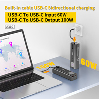 Batterie externe pour ordinateur portable A310 100W, 10000mAh, ultra-mince, étanche, avec câble USB-C intégré, chargeur rapide PD, chargeur portable