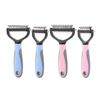 Peigne démêlant pour animaux de compagnie, râteau pour sous-poil, outil de toilettage pour chats et chiens, brosse à double face pour enlever les nœuds
