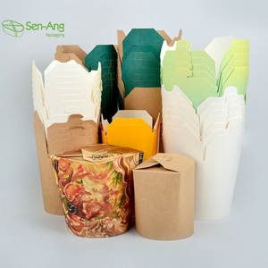 Senang02-taza de papel de Pe para arroz, Pasta frita, desechable personalizada para llevar, caja de fideos instantáneos de Kraft - Product Image 5