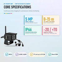Caméra IP WiFi6 5MP pour véhicule, étanche, vision nocturne IR 15m, HDR intelligent, détection humaine, caméra extérieure pour camion, bus, excavatrice