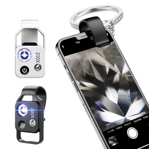 APEXEL Vente en gros Loupe à zoom 200X avec LED à clipser pour téléphone portable Microscope Micro-lentille pour smartphone - Product Image 1