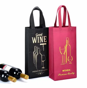 China Supplier Eco Friendly Reusable 2-Bottle Non-woven Wine Bag