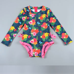 Traje de Baño de Manga Larga para Niñas, Personalizado con Estampado, Protección <span class=keywords><strong>Solar</strong></span>, Secado Rápido, con Cierre de Cremallera, Tipo Romper para Bebés - Product Image 3
