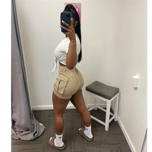 <strong>Women's</strong> Trendy Casual Summer Solid Color Workout <strong>Shorts</strong> Multi-Pockets Button Custom Logo <strong>Cargo</strong> <strong>Shorts</strong> for Outdoor Activities - Product Image 3