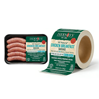 Étiquettes d'emballage personnalisées en matériau RPET recyclable PET BOPP pour aliments congelés, viande, fruits, saucisses, légumes, contenants
