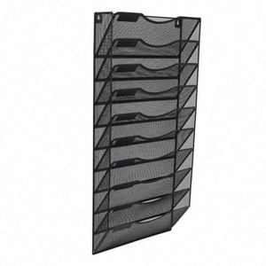 Wall Hanging File Organizer <b>Mesh</b> Metal Hanging File Folder Organizer Vertical Mail Organizer Wall Mount Document Magazine Rack - Product Image 4