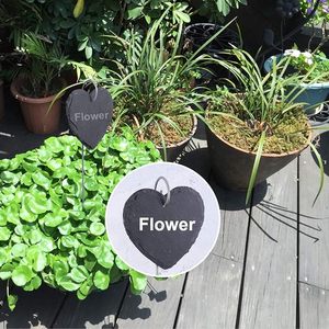 Étiquettes de plantes, marqueurs de plantes en <span class=keywords><strong>ardoise</strong></span> réutilisables, panneaux de jardin naturels résistants aux intempéries avec piquets en métal pour plante végétale à fleurs <span class=keywords><strong>d</strong></span>'herbes - Product Image 3