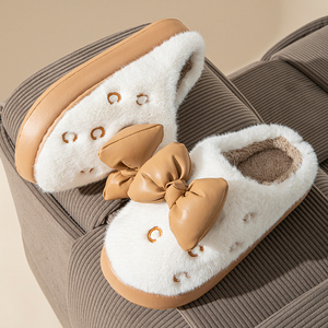 Nuova moda invernale <span class=keywords><strong>da</strong></span> <span class=keywords><strong>donna</strong></span> stile Bowknot per pantofole eleganti con Design a punta chiusa morbide e spesse pantofole - Product Image 5