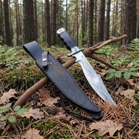 Couteau de survie robuste pour l'extérieur, en acier inoxydable, à lame intégrale, couteau de chasse avec étui en cuir pour le camping et les aventures