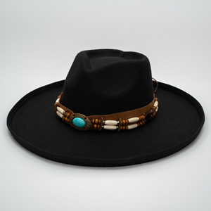Sombrero Fedora <span class=keywords><strong>de</strong></span> Fieltro <span class=keywords><strong>de</strong></span> <span class=keywords><strong>Lana</strong></span> <span class=keywords><strong>de</strong></span> Ala Ancha Estilo Western Vintage 2026 con Banda <span class=keywords><strong>de</strong></span> Cuentas y Adornos <span class=keywords><strong>Turquesa</strong></span> para Hombre y Mujer - Product Image 1