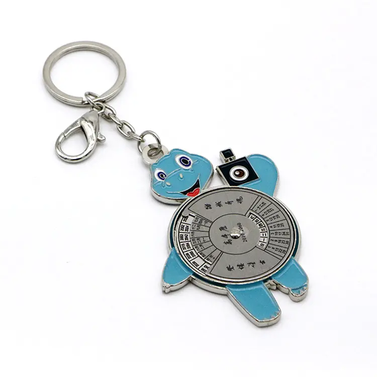 Custom Company Logo Letter Enamel Key Chain Ring Design Enamel Anime Animal Metal Spin Keychain