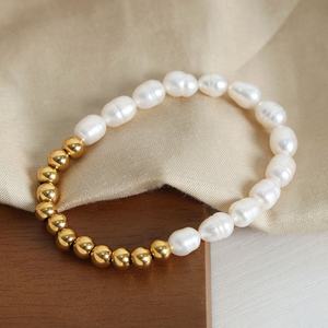 Custom Luxury Non Tarnish 14k 18k <b>Gold</b> Plated 316l Stainless Steel Freshwater <b>Pearl</b> Bead <b>Bracelet</b> for Women - Product Image 1