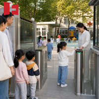 Barrière pivotante de contrôle d'accès pour maternelle avec lecteur de carte RFID, panneaux en verre, entrée automatique pour enfants, tourniquet de sécurité sans balais