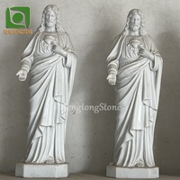 Sculpture religieuse moderne de petite taille H62cm, statue en marbre de Jésus et de la Vierge Marie pour usage en église, en stock