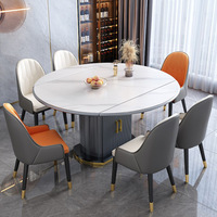 Ensemble de table à manger extensible en marbre moderne carrée avec 6 chaises pour 8 personnes, vente en gros, tables de cuisine, tables de restaurant, tables basses, couleur noire